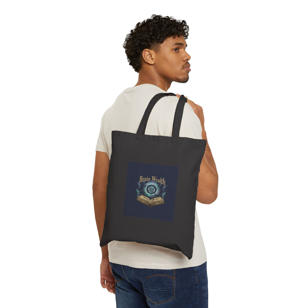 Brain Wealth surreal academia Tote | melting books, vintage crest