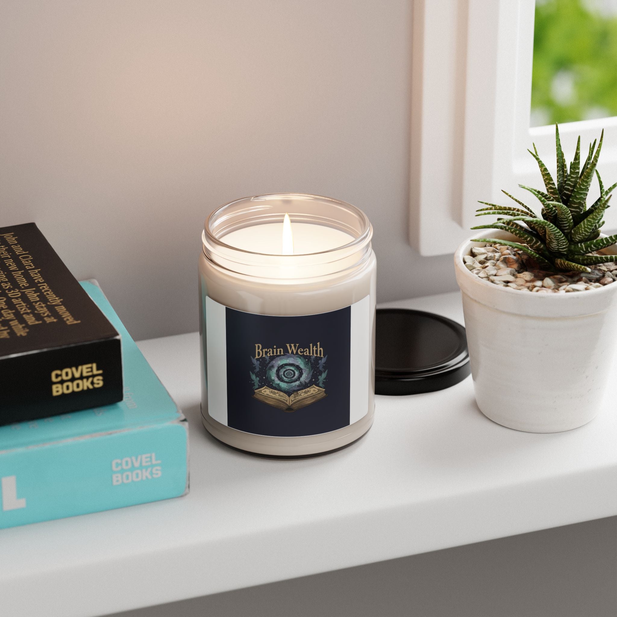 Brain Wealth candle | Soy Candle, Surreal Academia, Melting Books, Vintage Crest