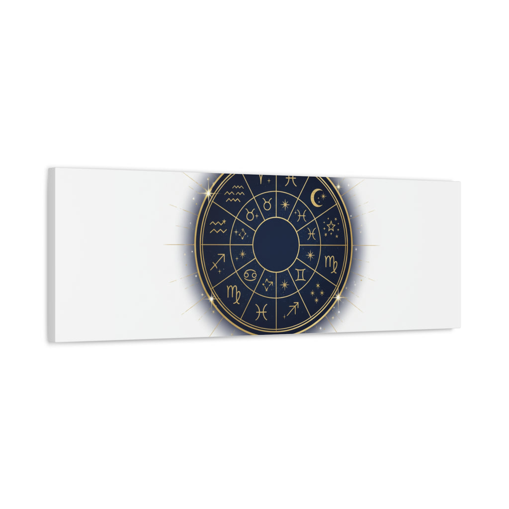 Zodiac Wheel Canvas, Astrology Art Print | Celestial Decor, Constellation Wall Art