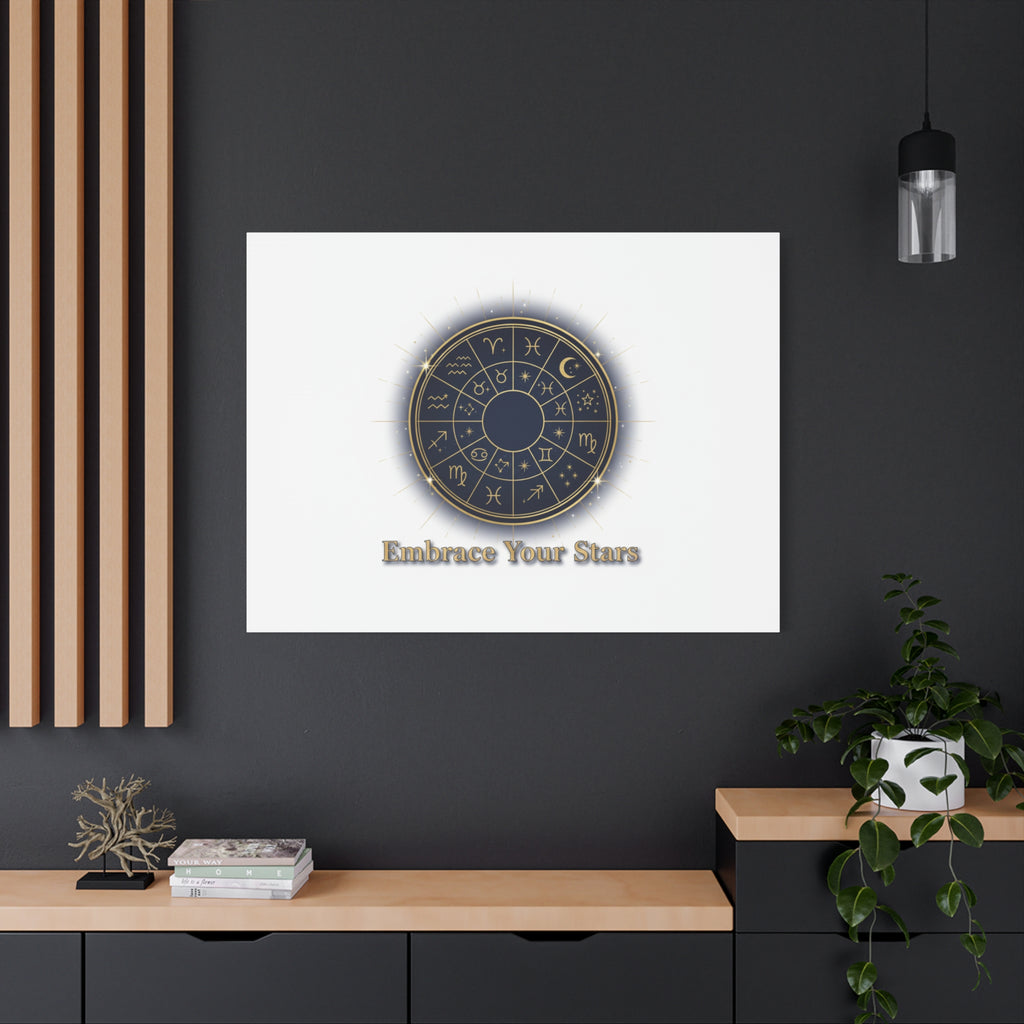 Zodiac Wheel Canvas, Astrology Art Print | Celestial Decor, Constellation Wall Art