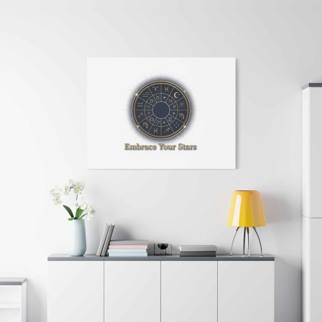 Zodiac Wheel Canvas, Astrology Art Print | Celestial Decor, Constellation Wall Art