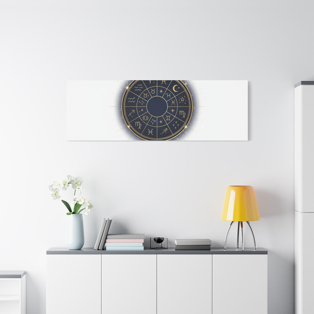 Zodiac Wheel Canvas, Astrology Art Print | Celestial Decor, Constellation Wall Art