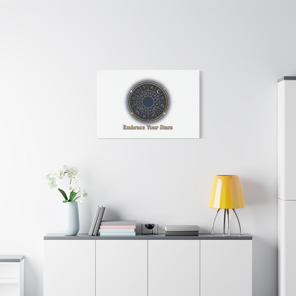Zodiac Wheel Canvas, Astrology Art Print | Celestial Decor, Constellation Wall Art