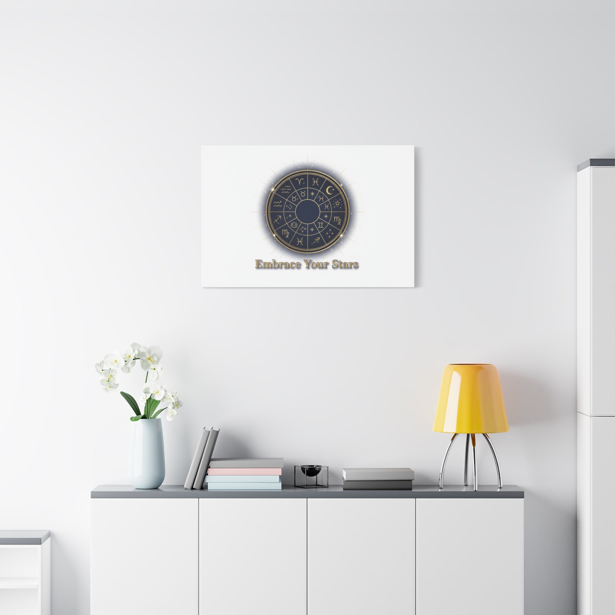 Zodiac Wheel Canvas, Astrology Art Print | Celestial Decor, Constellation Wall Art