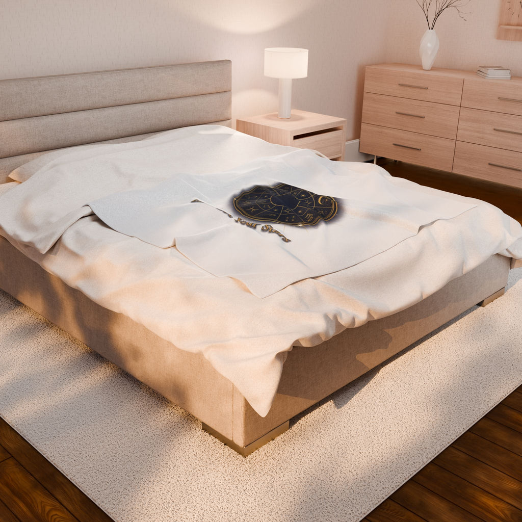 Zodiac Wheel Velveteen Plush Blanket | Celestial Astrology Decor