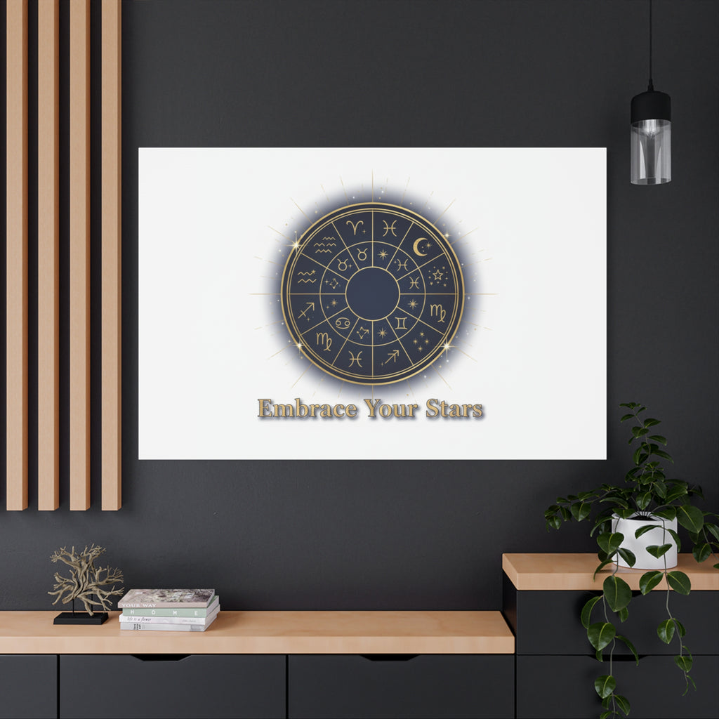 Zodiac Wheel Canvas, Astrology Art Print | Celestial Decor, Constellation Wall Art