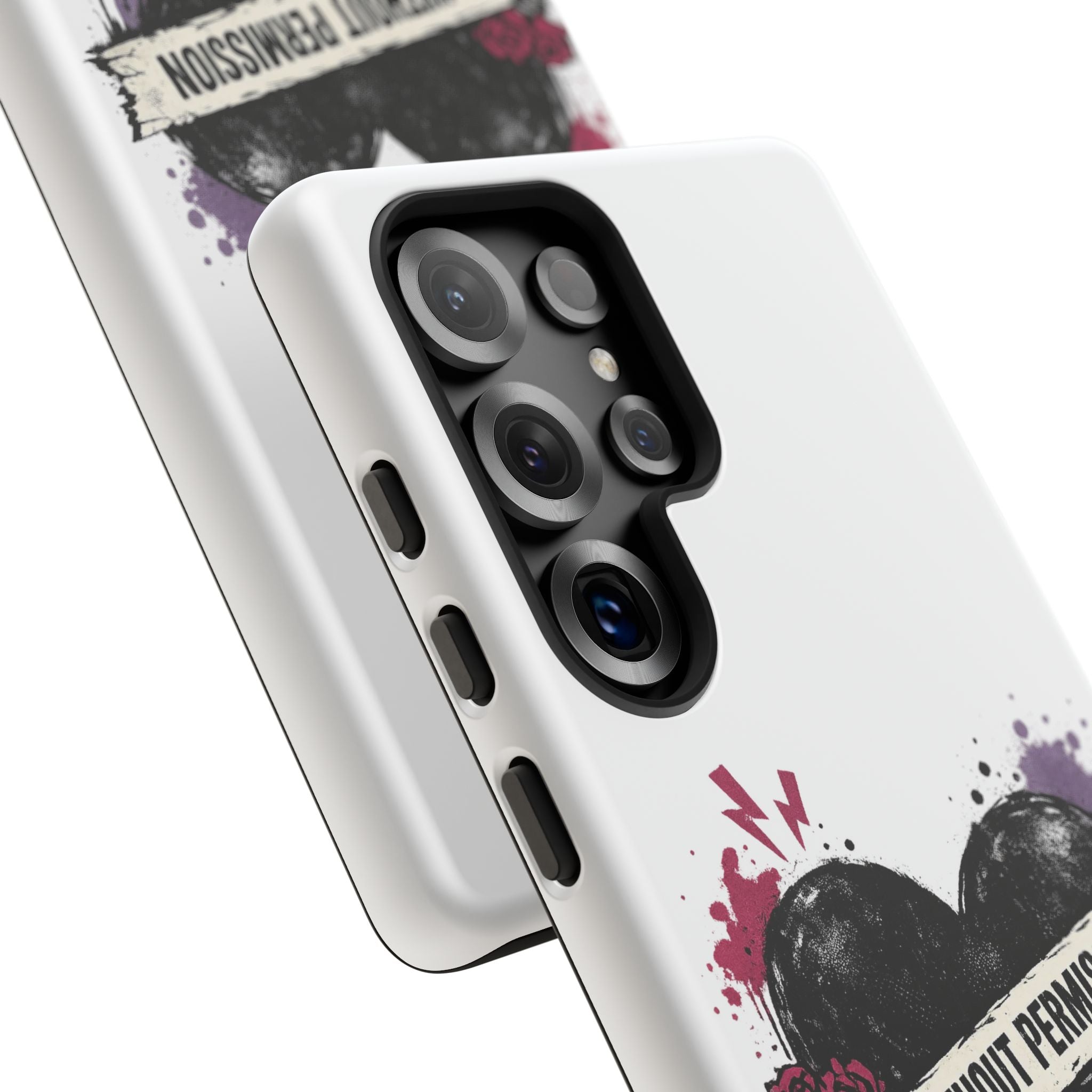 Phone Case — "Love Without Permission" Grunge Heart Protective Case