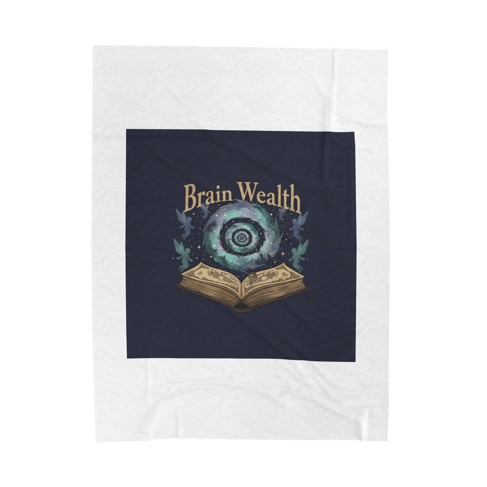 Brain Wealth melting books design Velveteen Plush Blanket | surreal academia