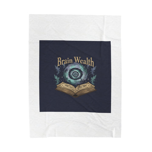 Brain Wealth melting books design Velveteen Plush Blanket | surreal academia