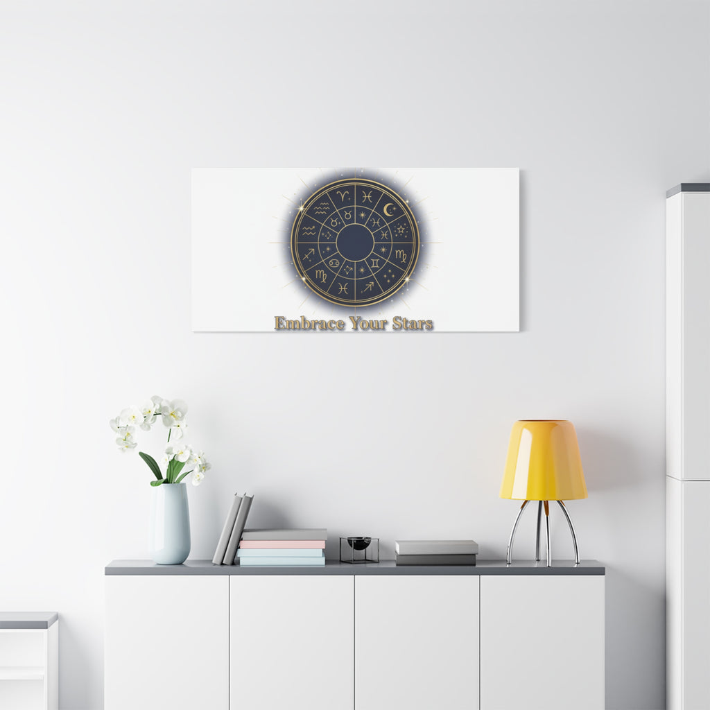 Zodiac Wheel Canvas, Astrology Art Print | Celestial Decor, Constellation Wall Art