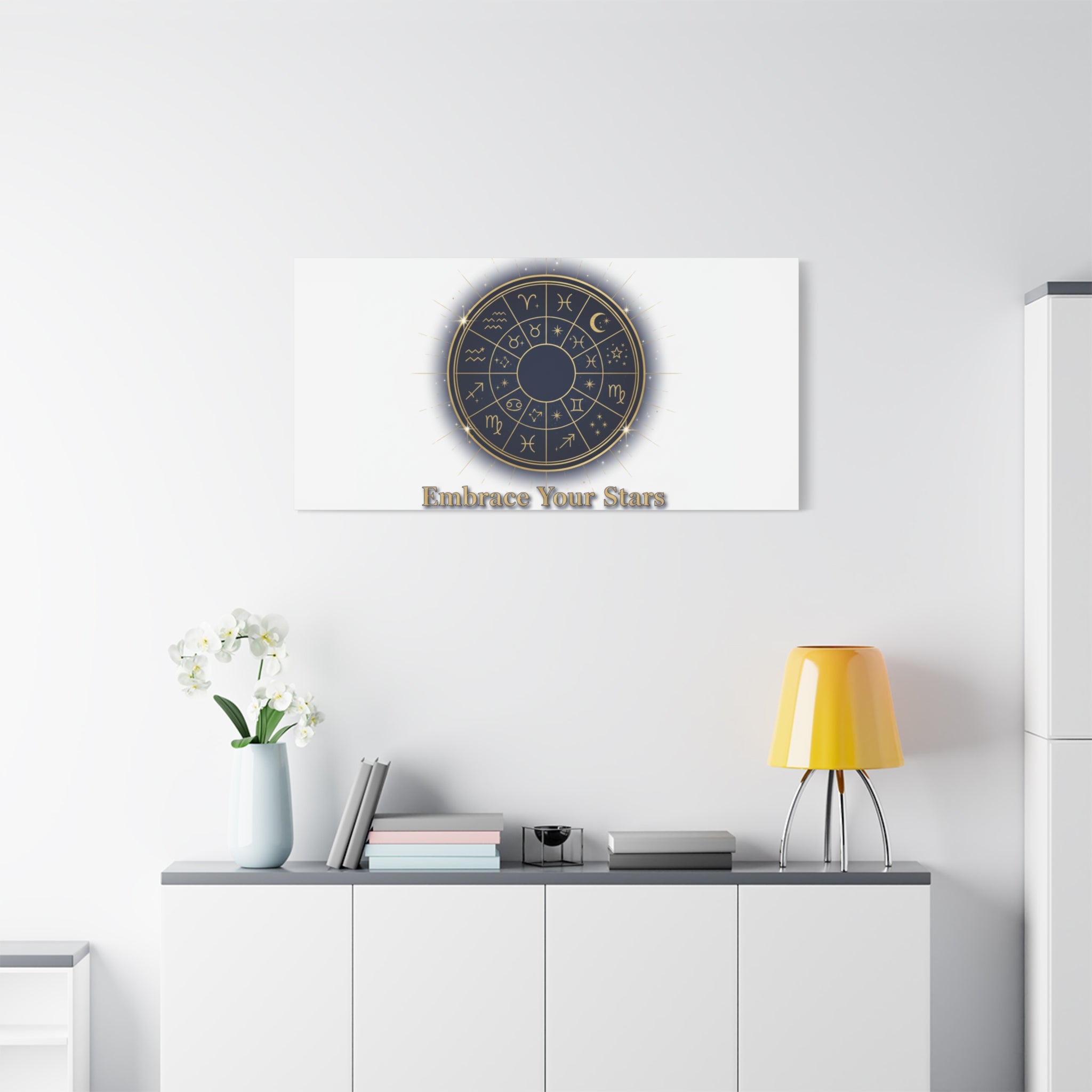 Zodiac Wheel Canvas, Astrology Art Print | Celestial Decor, Constellation Wall Art
