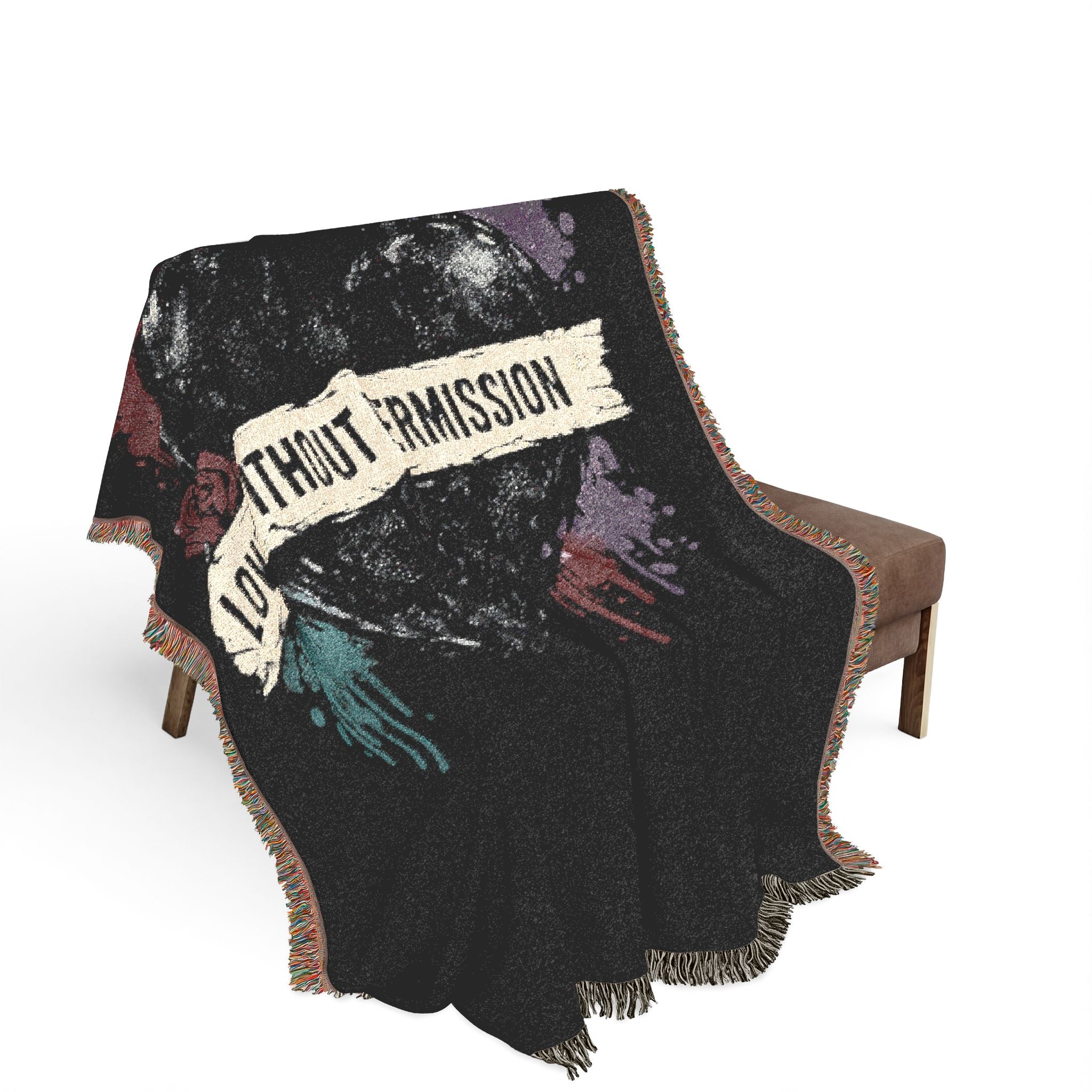 Woven Blanket — 'Live Without Permission' Grunge Throw Blanket