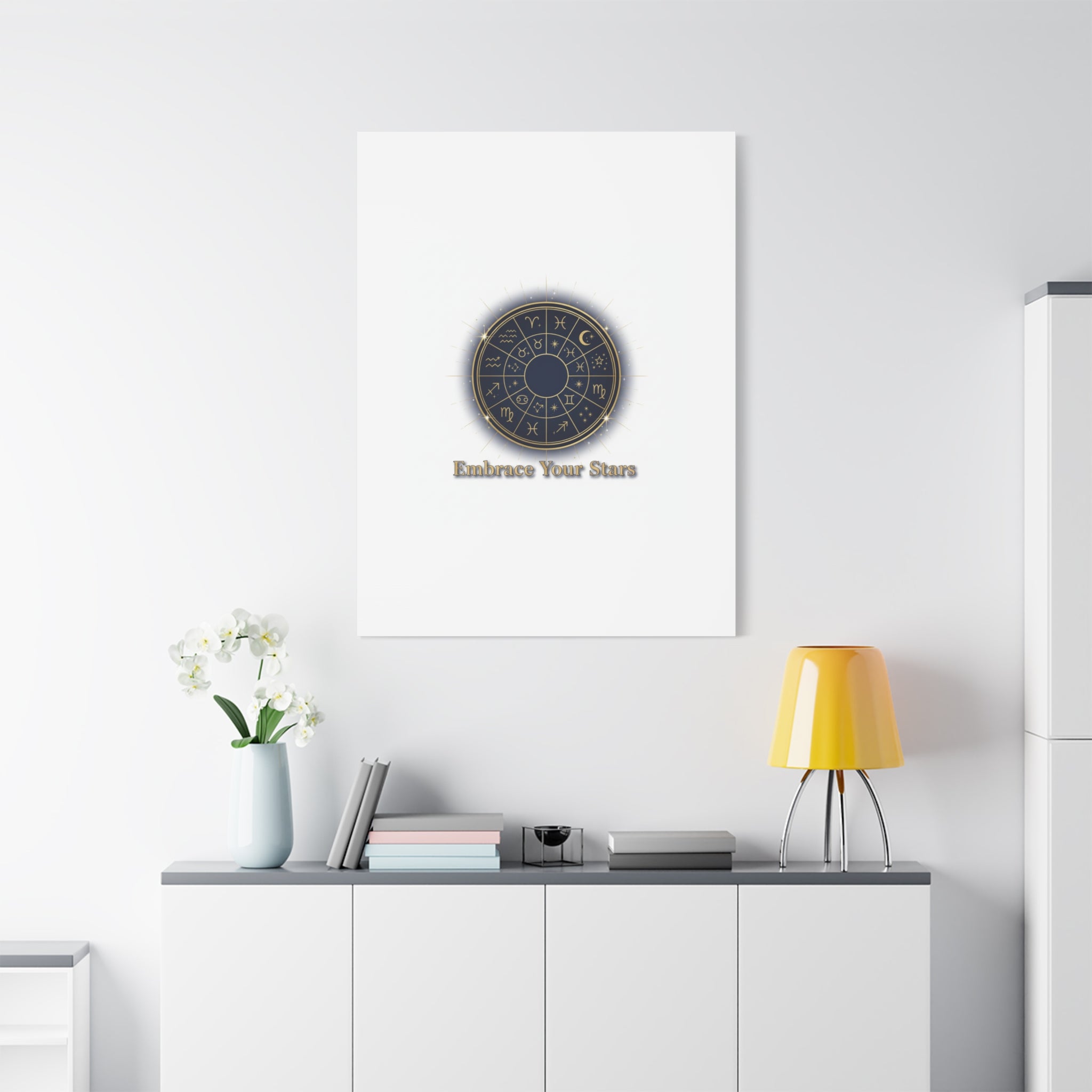 Zodiac Wheel Canvas, Astrology Art Print | Celestial Decor, Constellation Wall Art