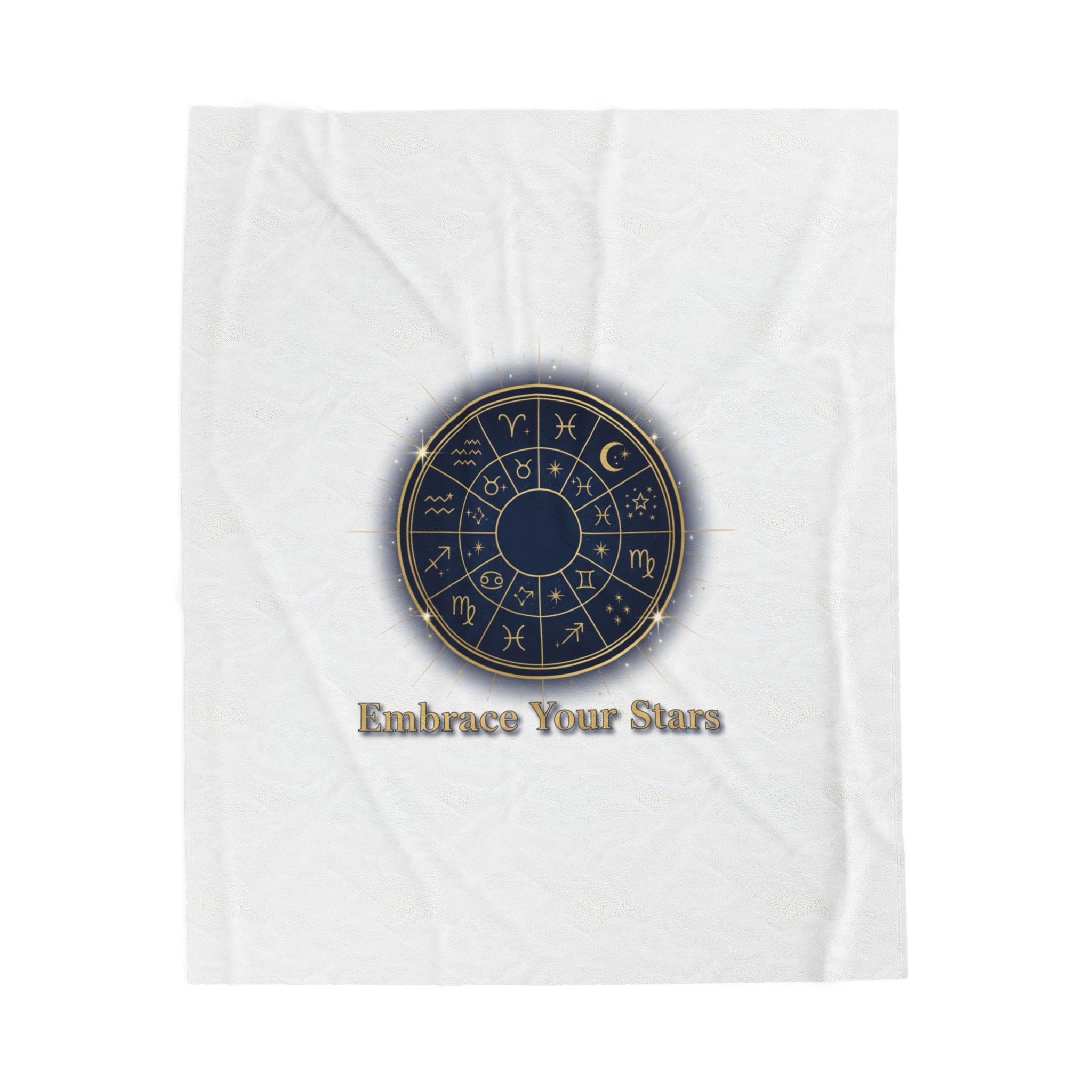 Zodiac Wheel Velveteen Plush Blanket | Celestial Astrology Decor