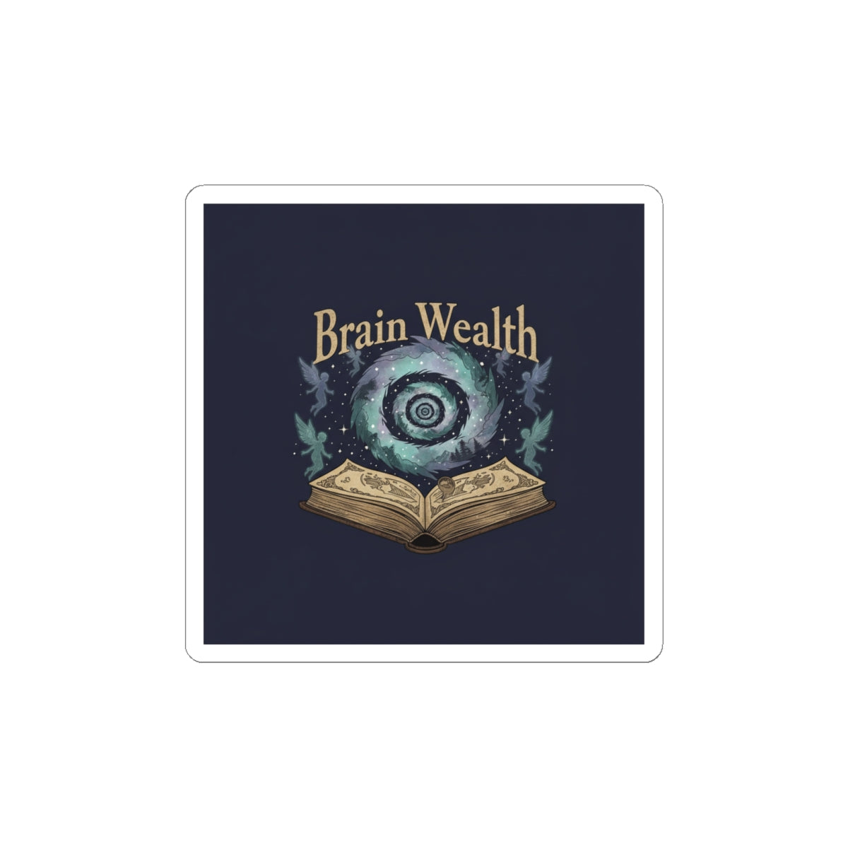 Brain Wealth Sticker | Surreal Academia, Melting Books, Vintage Crest
