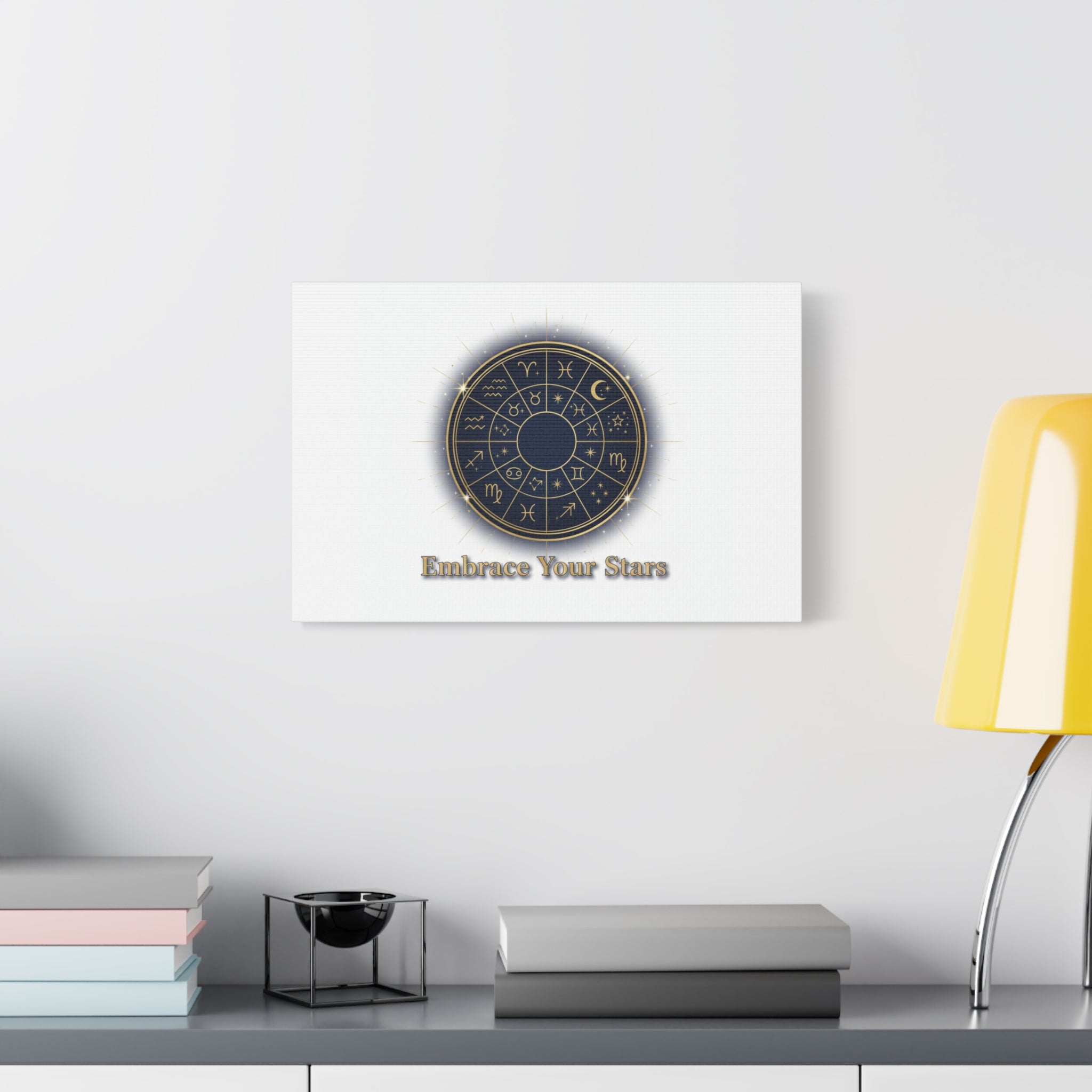 Zodiac Wheel Canvas, Astrology Art Print | Celestial Decor, Constellation Wall Art
