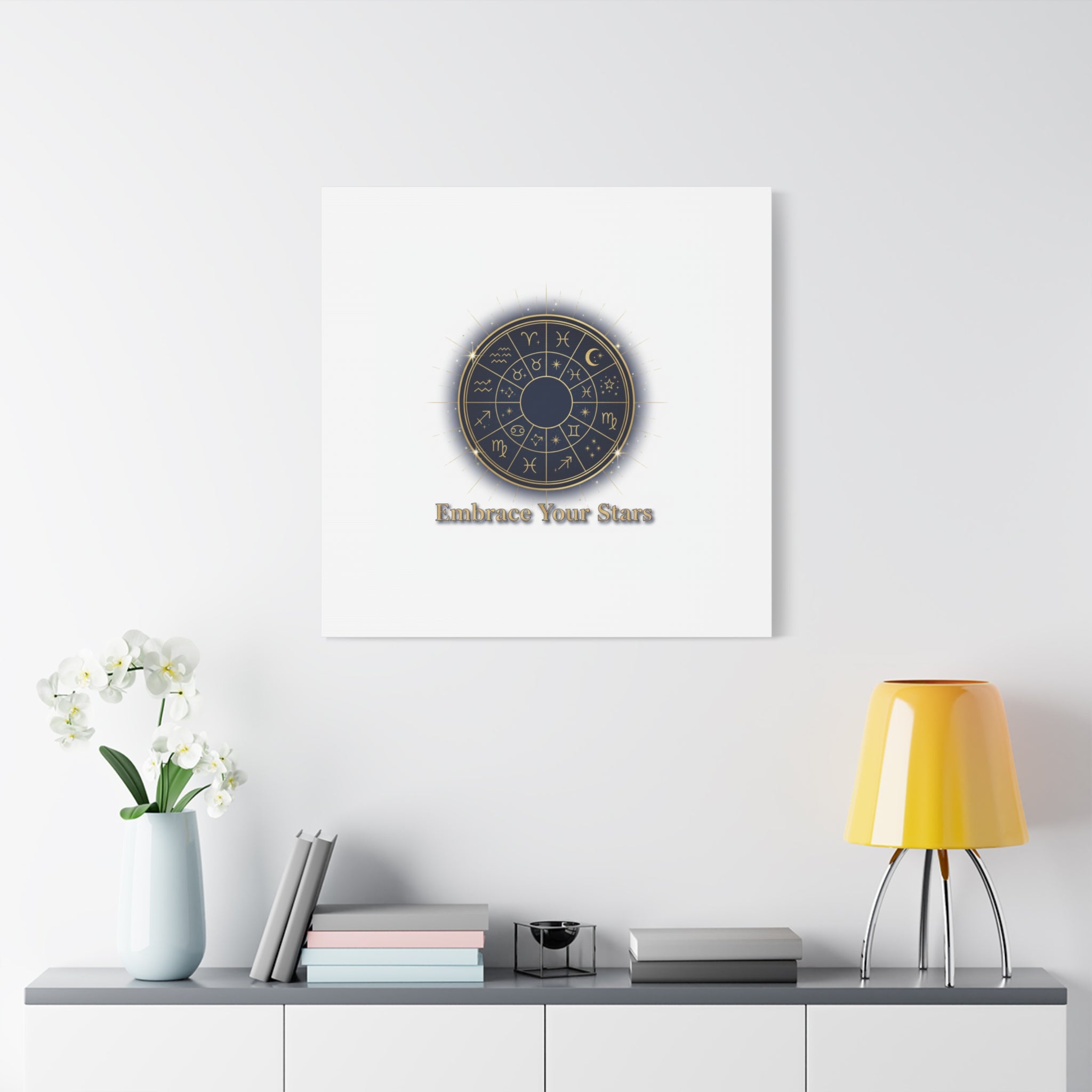 Zodiac Wheel Canvas, Astrology Art Print | Celestial Decor, Constellation Wall Art