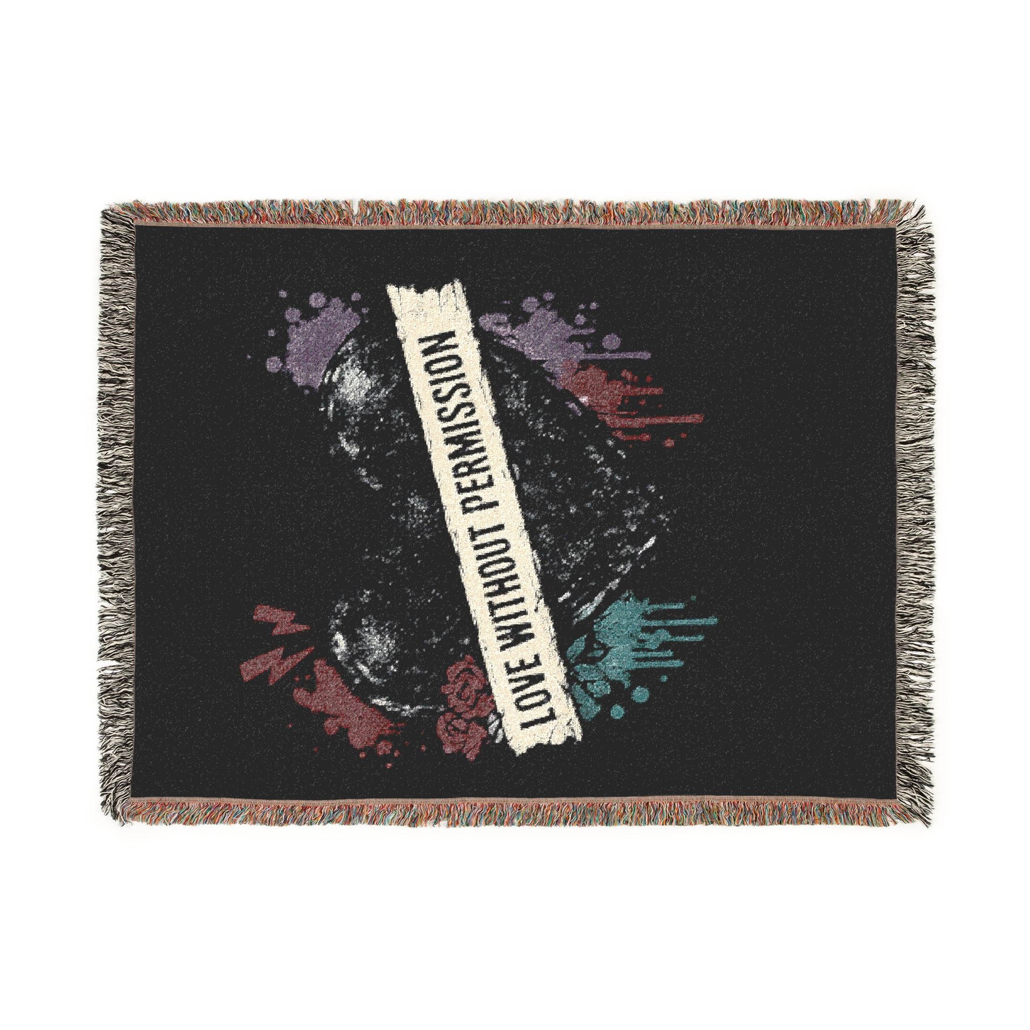 Woven Blanket — 'Live Without Permission' Grunge Throw Blanket