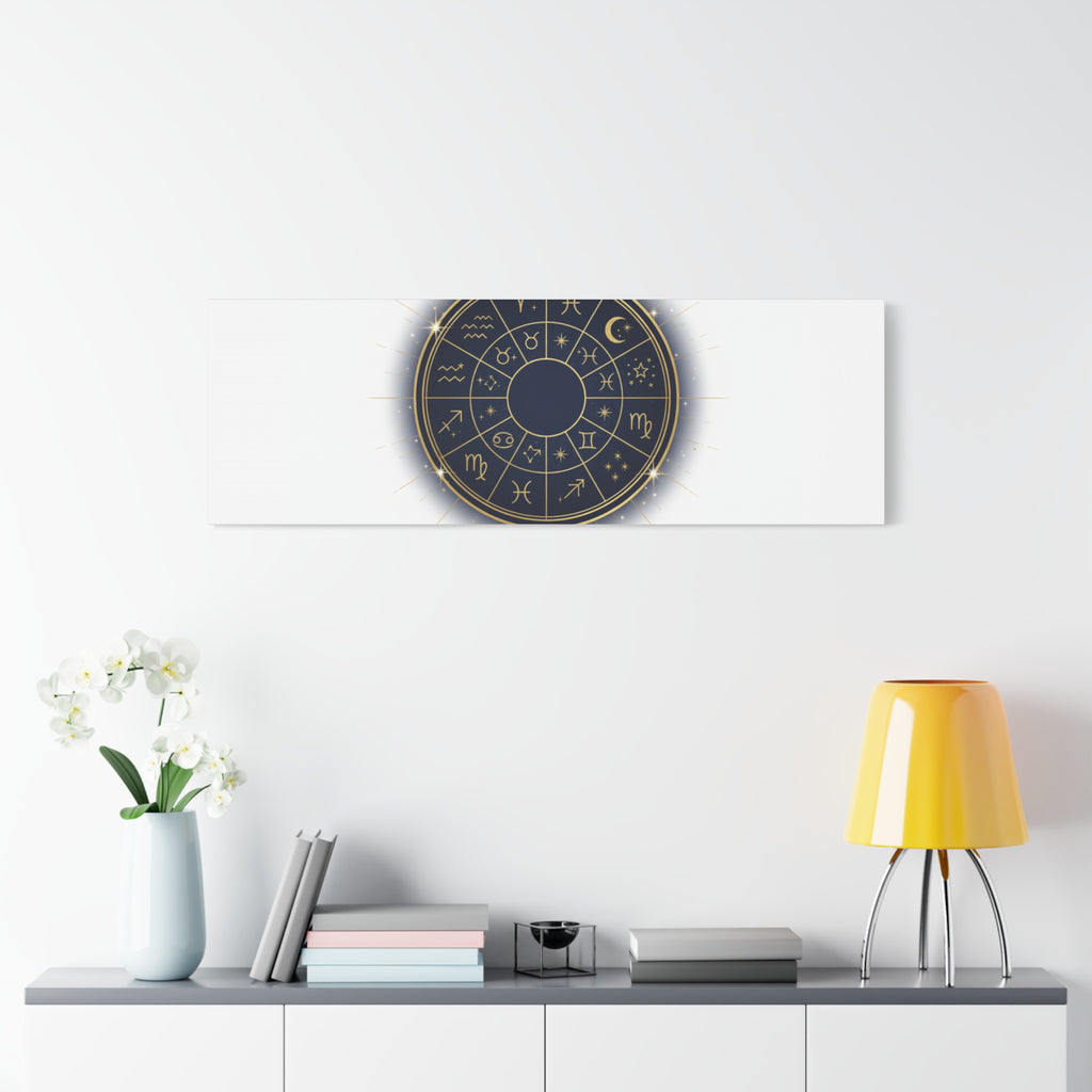 Zodiac Wheel Canvas, Astrology Art Print | Celestial Decor, Constellation Wall Art