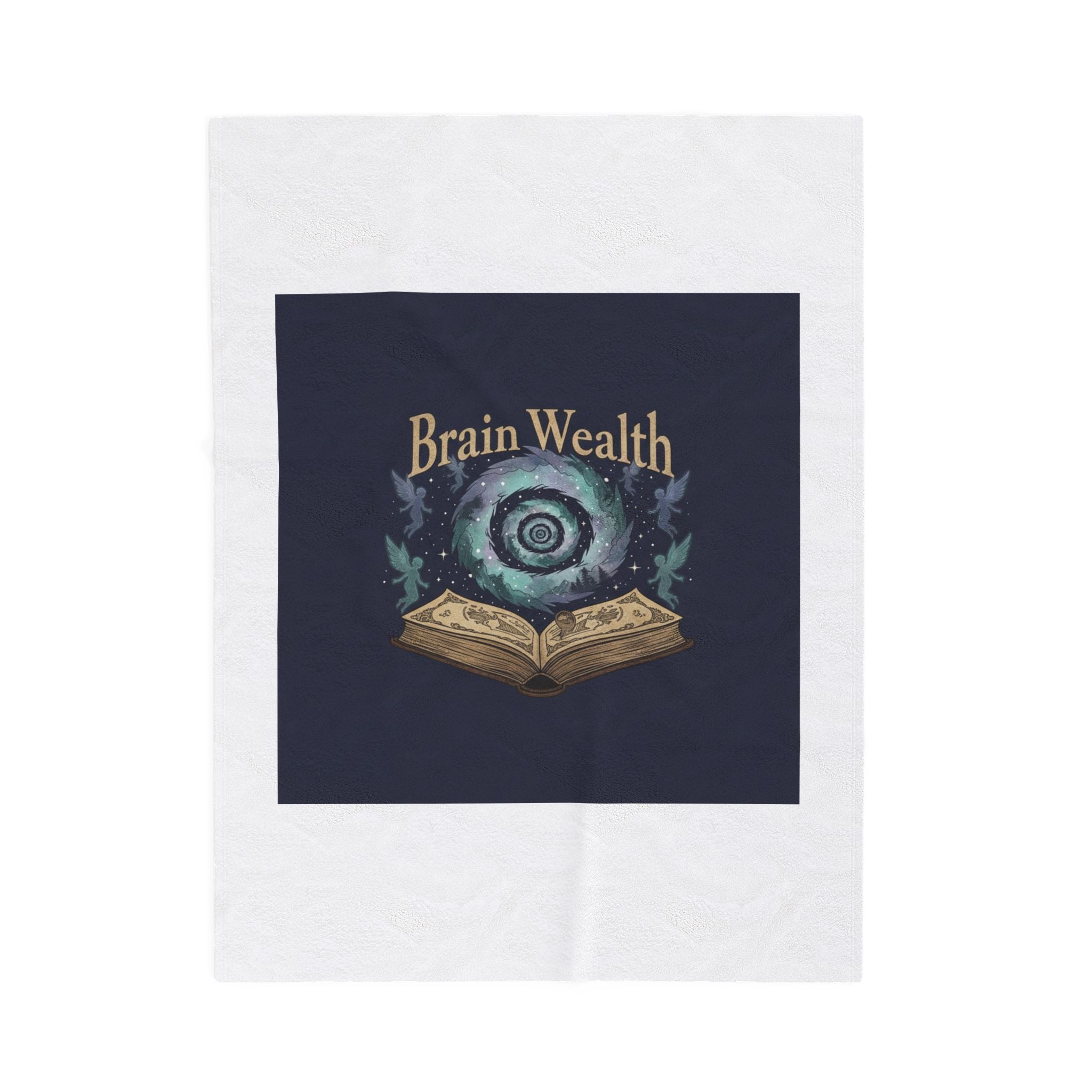 Brain Wealth melting books design Velveteen Plush Blanket | surreal academia