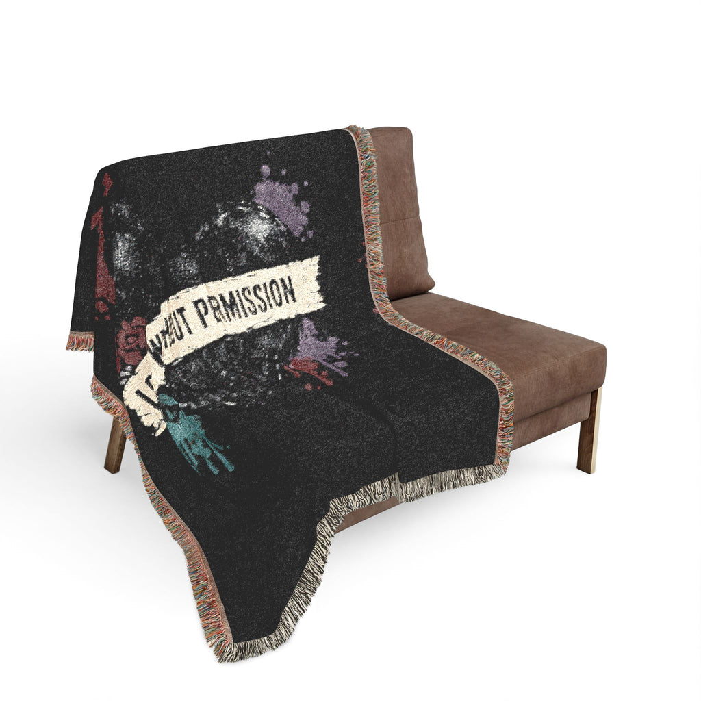 Woven Blanket — 'Live Without Permission' Grunge Throw Blanket