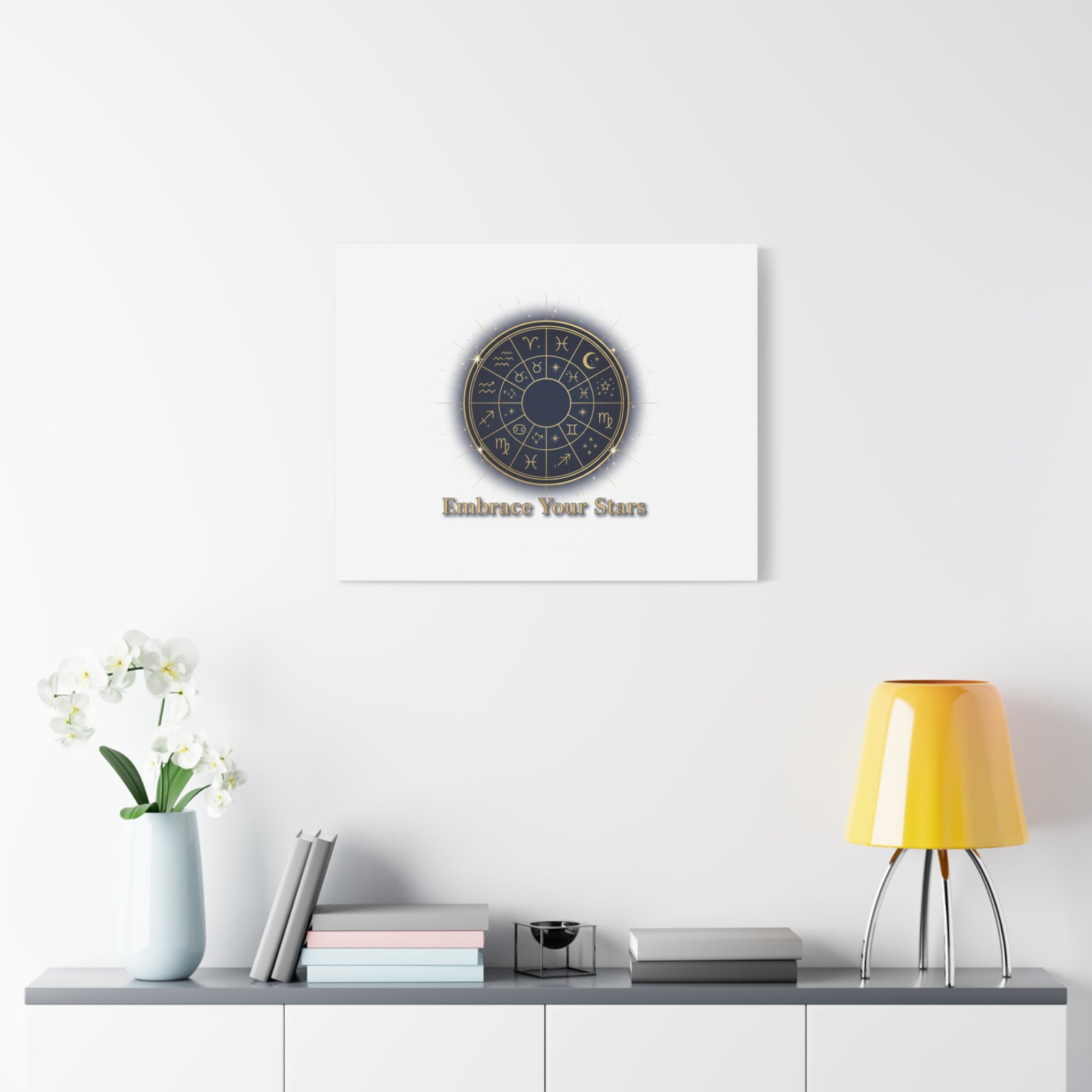 Zodiac Wheel Canvas, Astrology Art Print | Celestial Decor, Constellation Wall Art