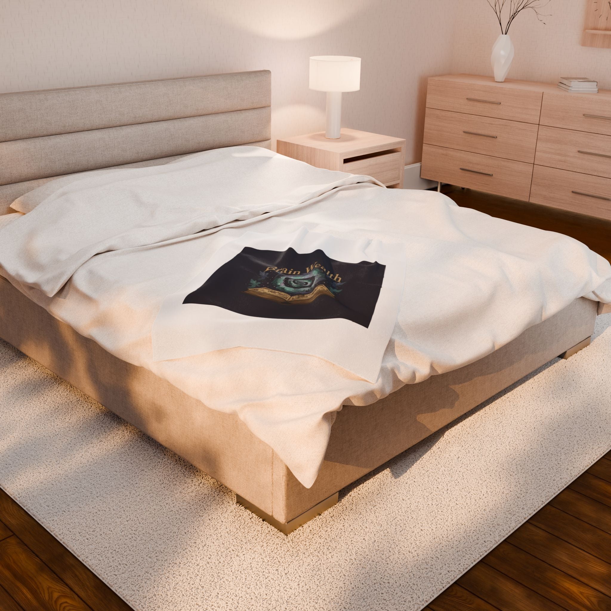 Brain Wealth melting books design Velveteen Plush Blanket | surreal academia