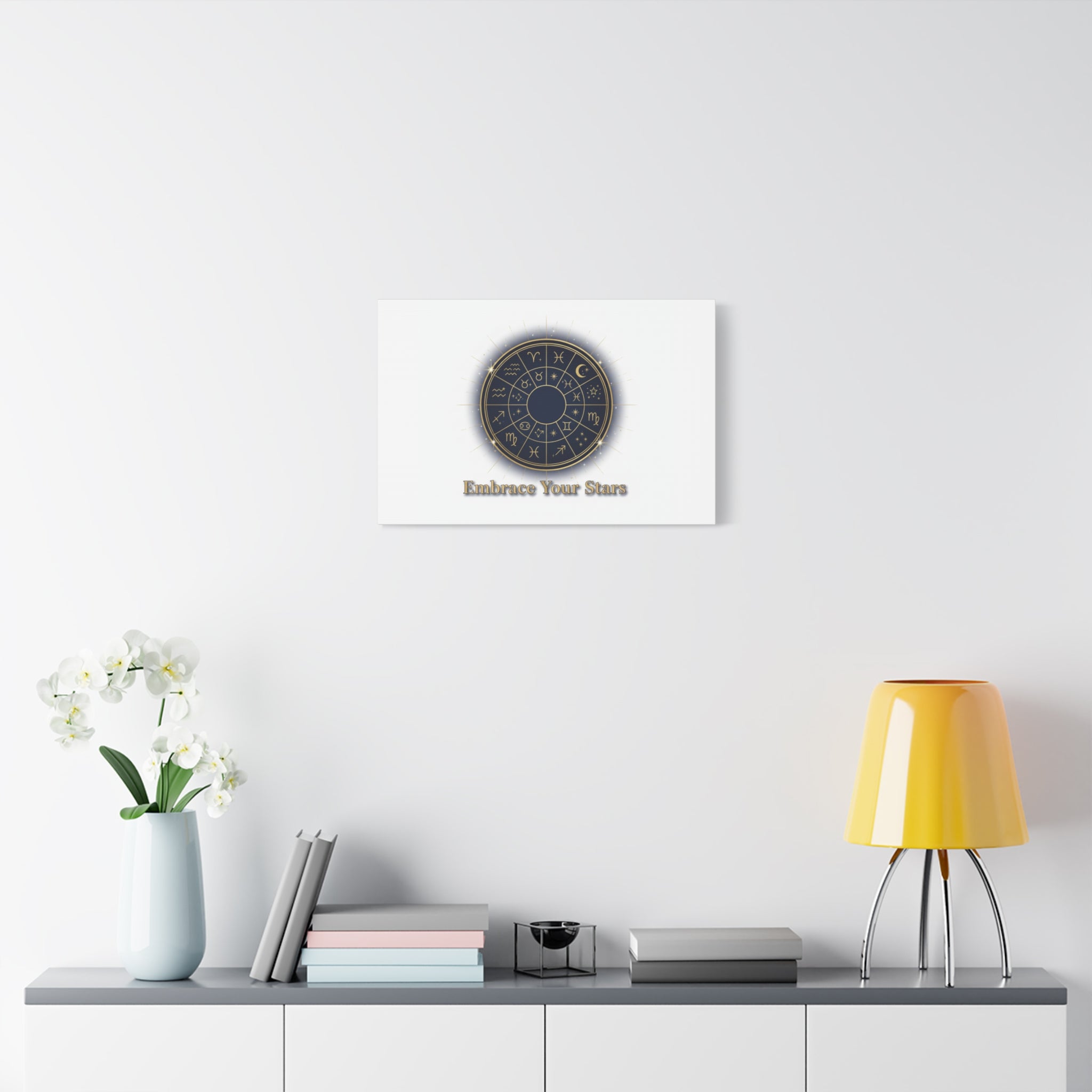 Zodiac Wheel Canvas, Astrology Art Print | Celestial Decor, Constellation Wall Art
