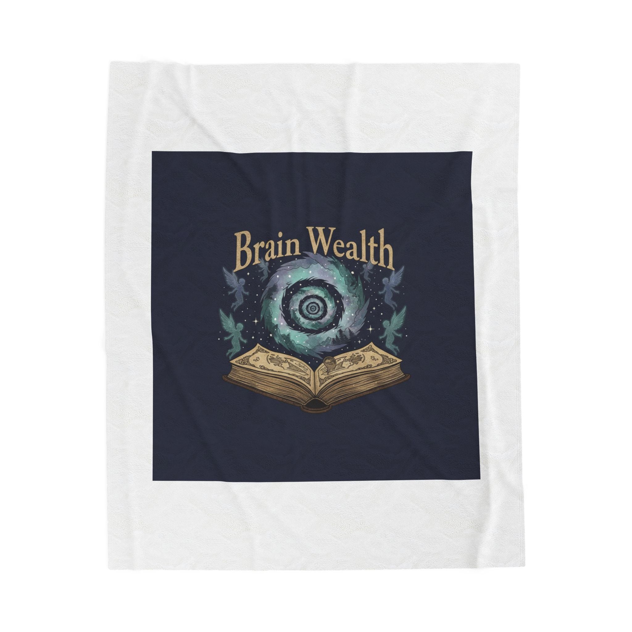Brain Wealth melting books design Velveteen Plush Blanket | surreal academia