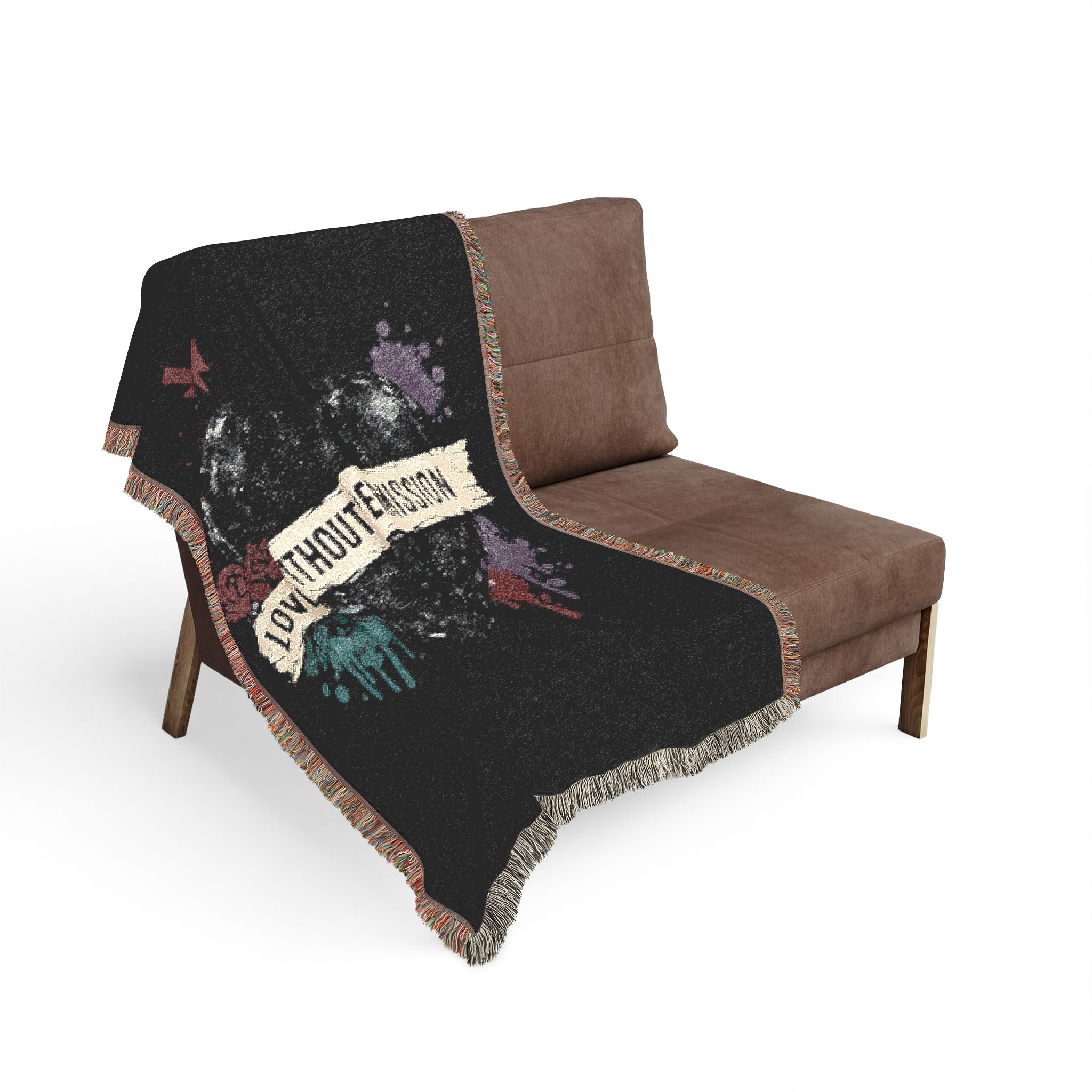 Woven Blanket — 'Live Without Permission' Grunge Throw Blanket