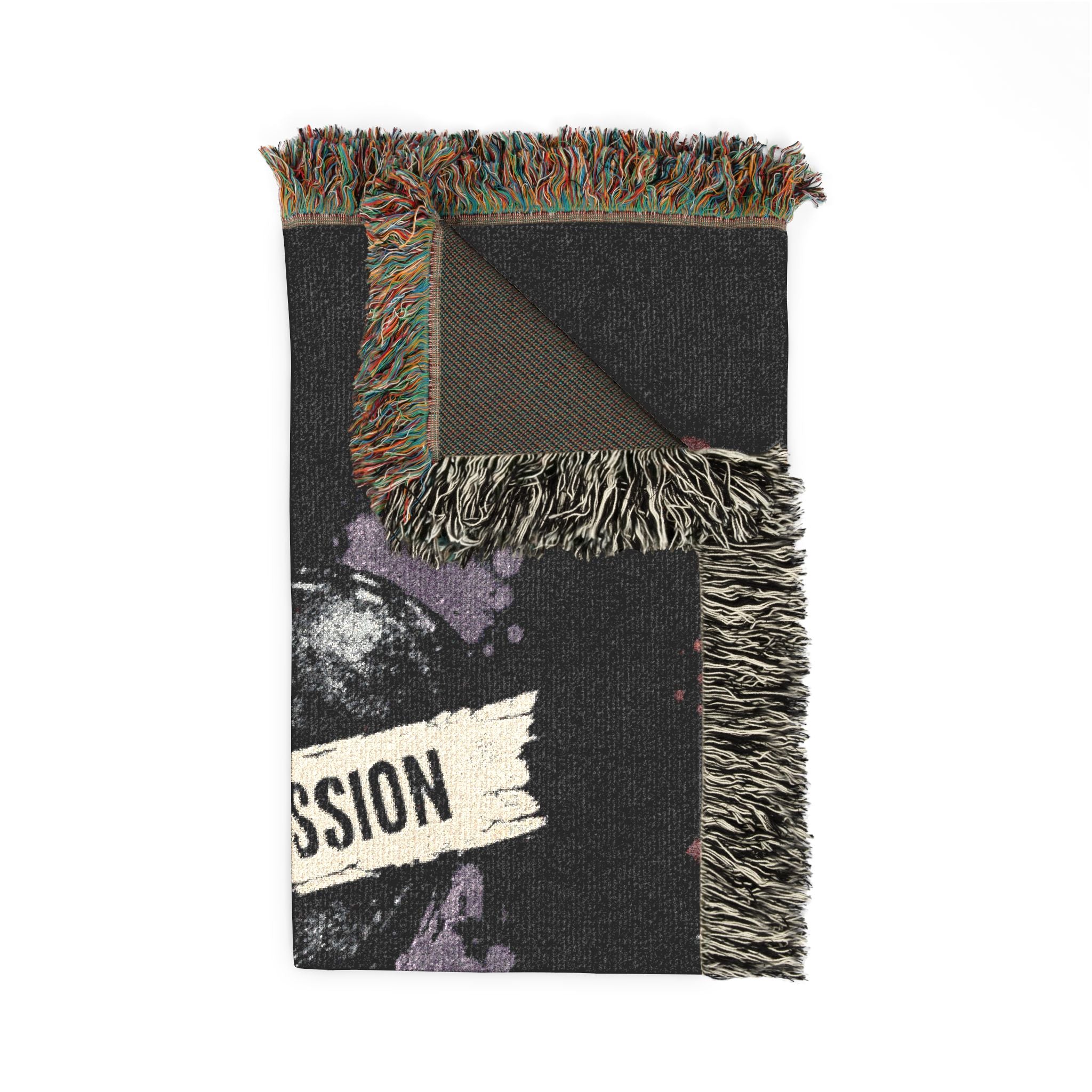 Woven Blanket — 'Live Without Permission' Grunge Throw Blanket