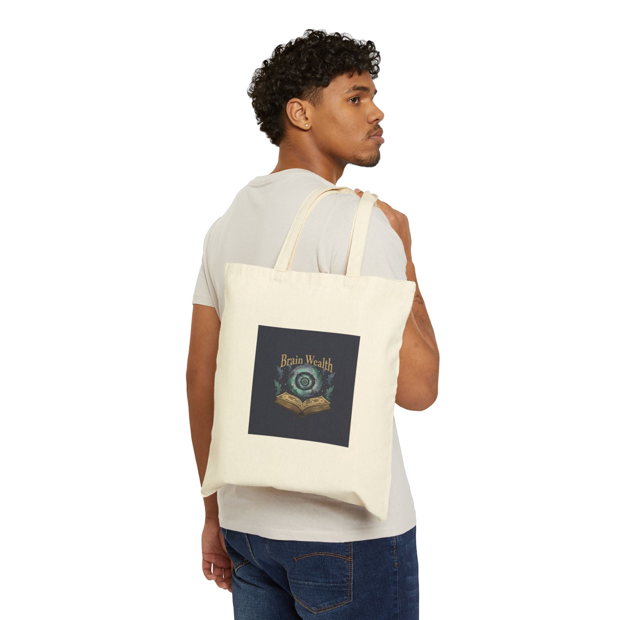 Brain Wealth surreal academia Tote | melting books, vintage crest