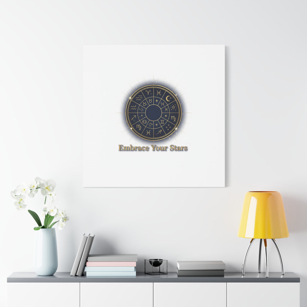Zodiac Wheel Canvas, Astrology Art Print | Celestial Decor, Constellation Wall Art