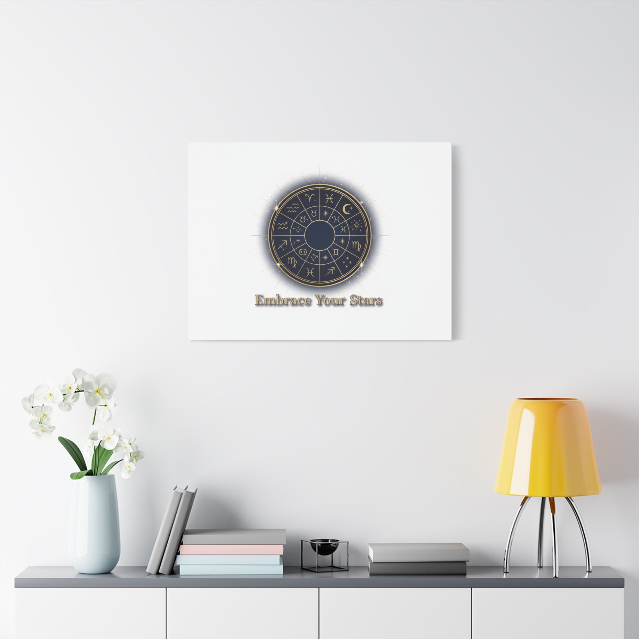 Zodiac Wheel Canvas, Astrology Art Print | Celestial Decor, Constellation Wall Art