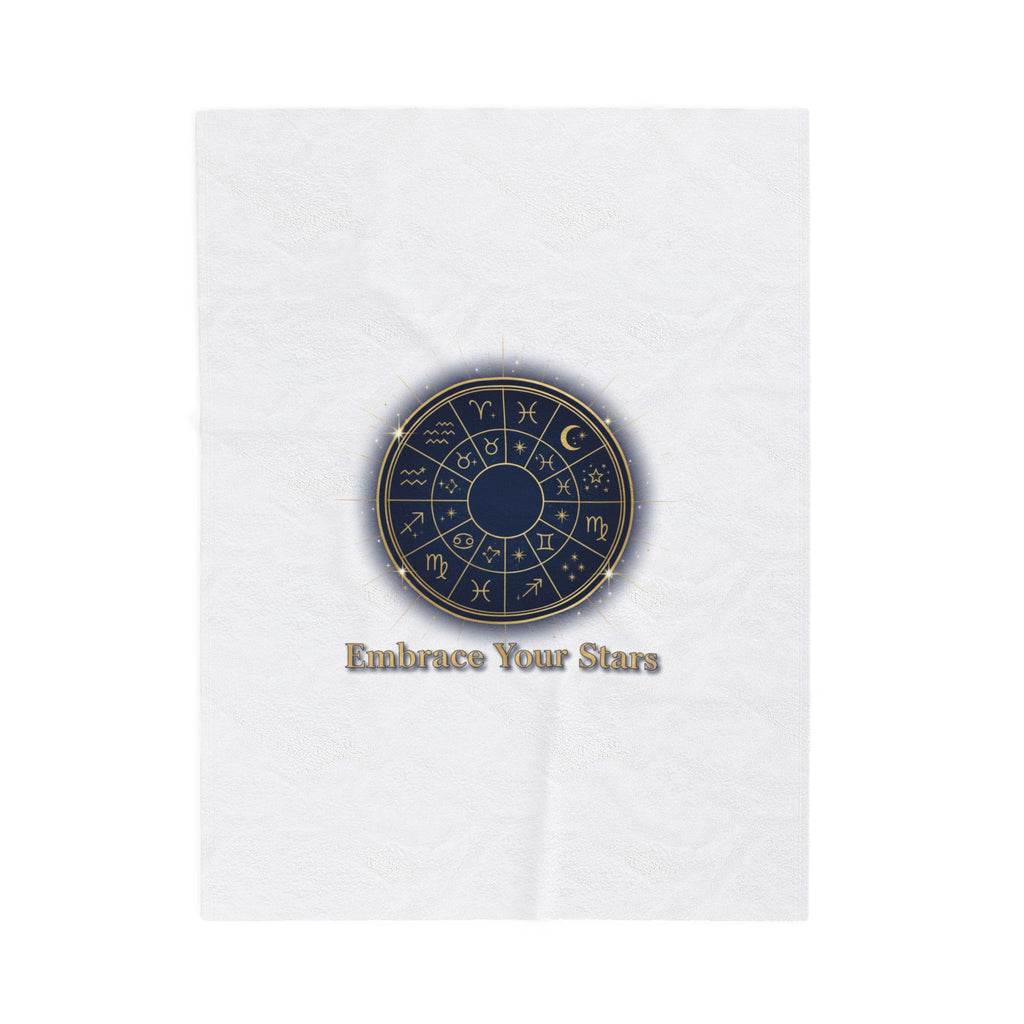 Zodiac Wheel Velveteen Plush Blanket | Celestial Astrology Decor