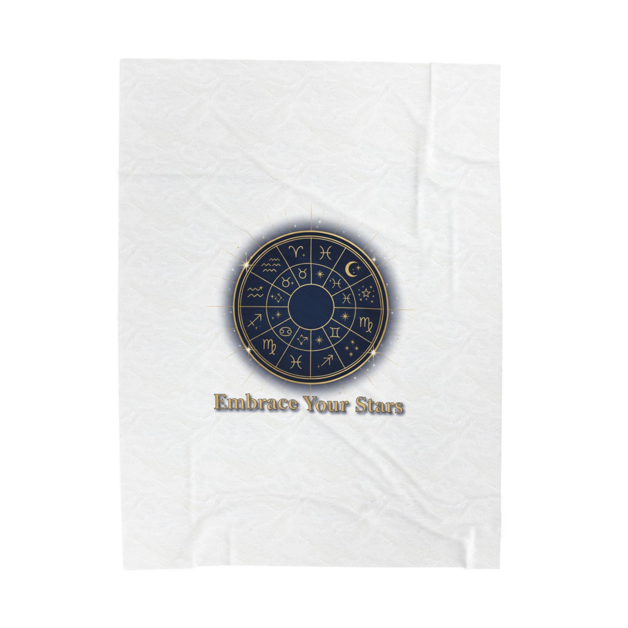 Zodiac Wheel Velveteen Plush Blanket | Celestial Astrology Decor