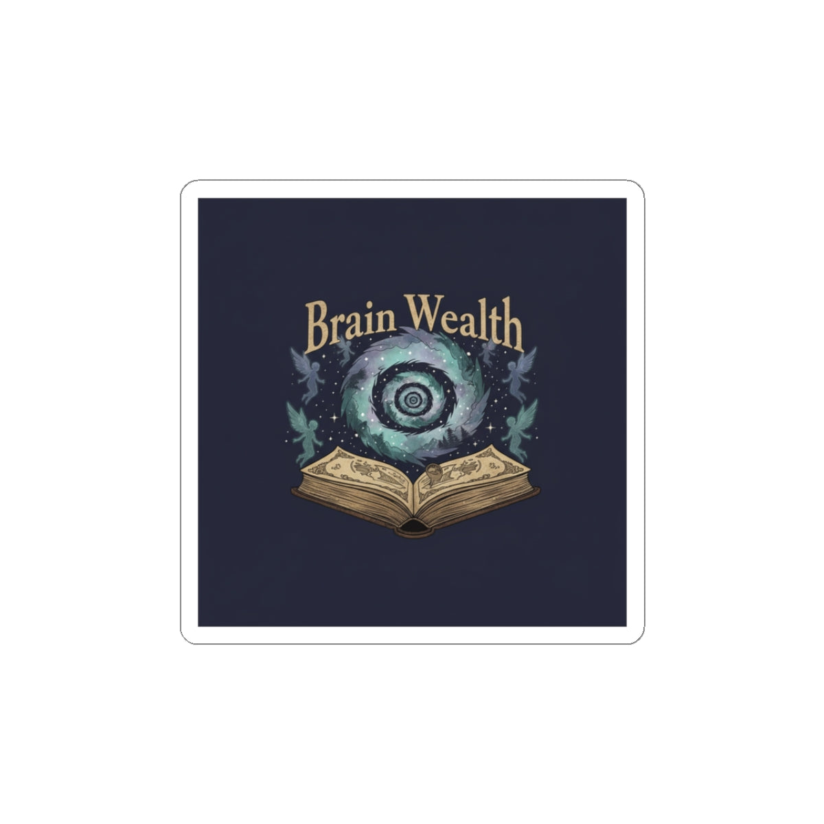 Brain Wealth Sticker | Surreal Academia, Melting Books, Vintage Crest
