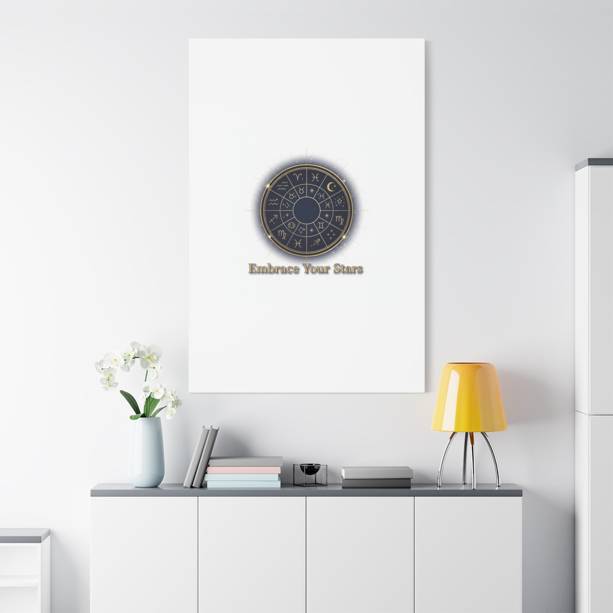 Zodiac Wheel Canvas, Astrology Art Print | Celestial Decor, Constellation Wall Art