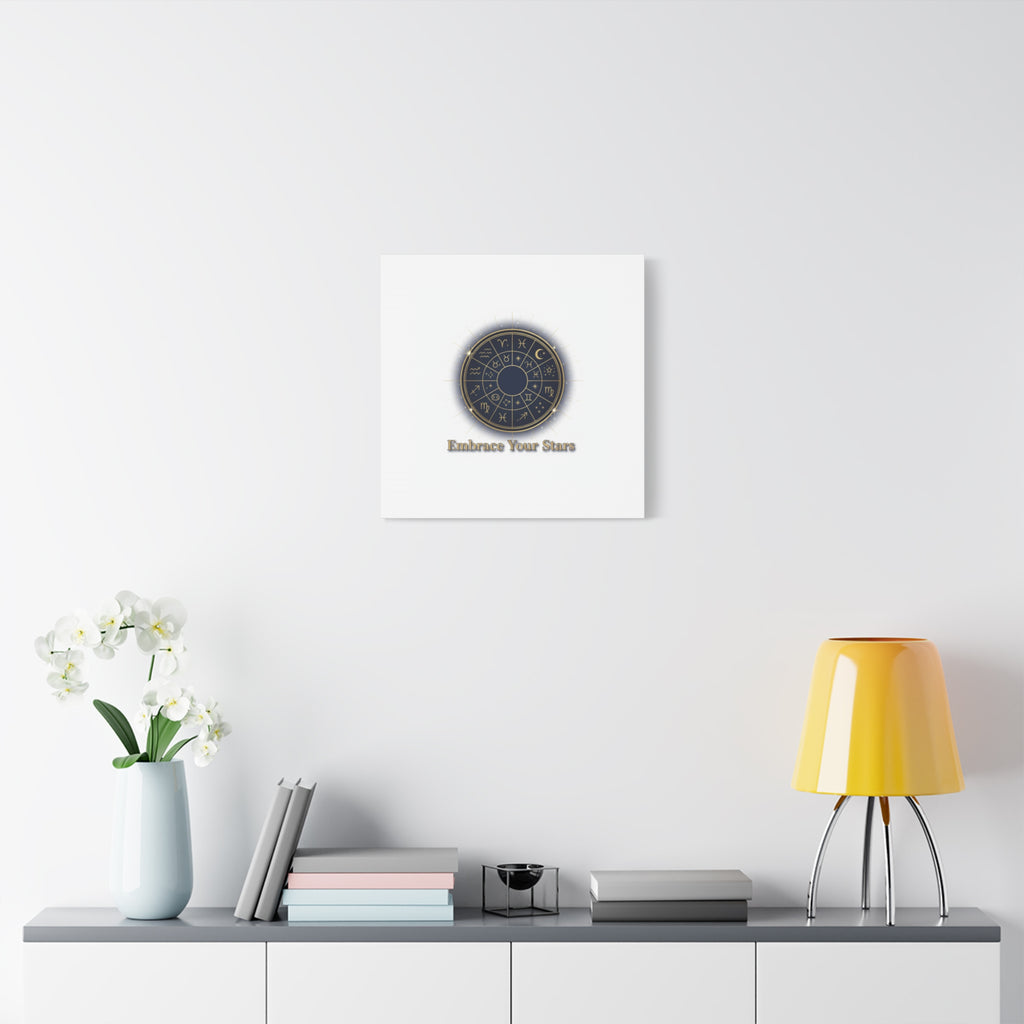 Zodiac Wheel Canvas, Astrology Art Print | Celestial Decor, Constellation Wall Art