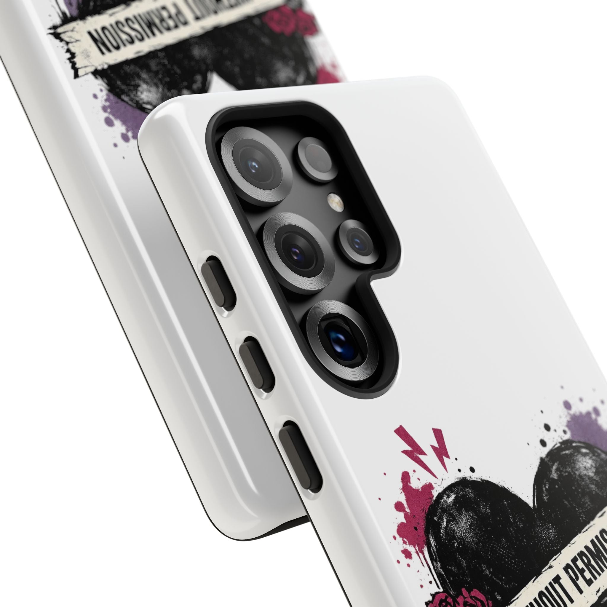 Phone Case — "Love Without Permission" Grunge Heart Protective Case