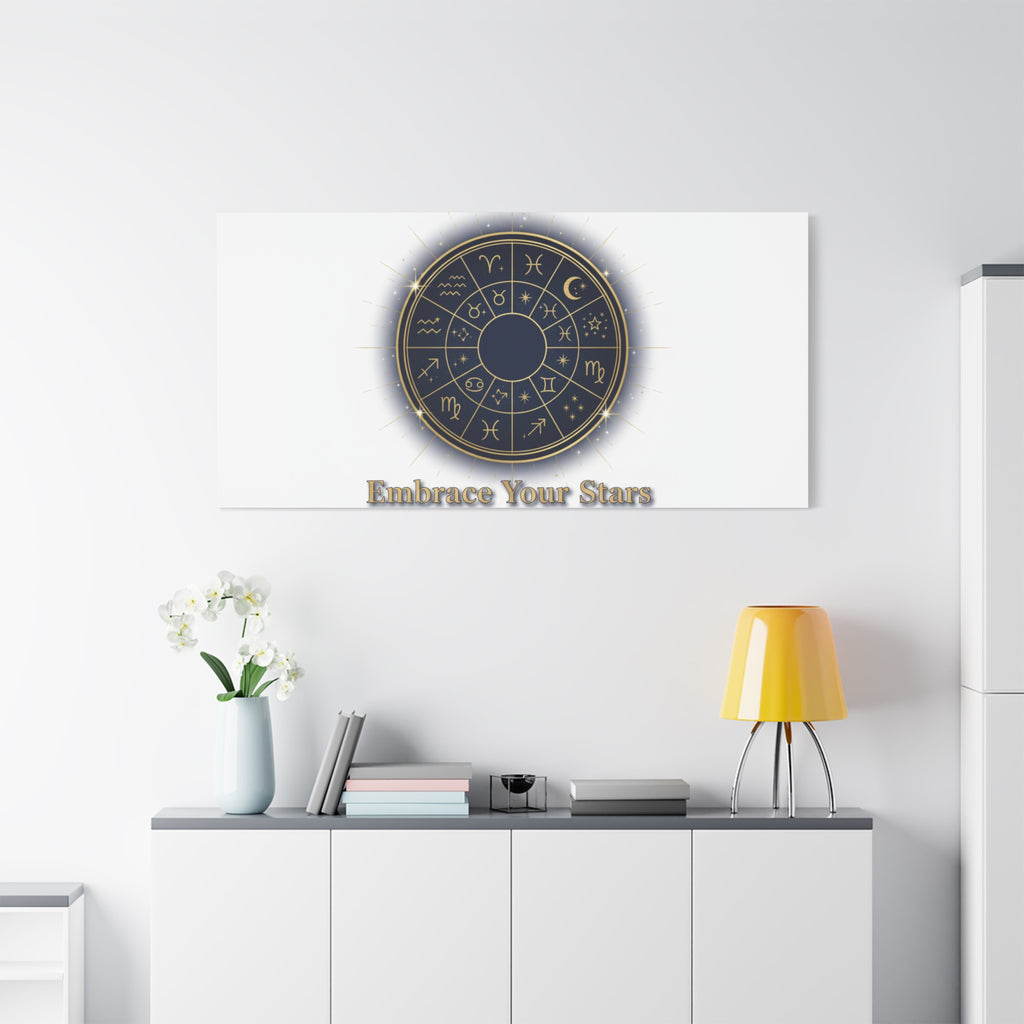 Zodiac Wheel Canvas, Astrology Art Print | Celestial Decor, Constellation Wall Art