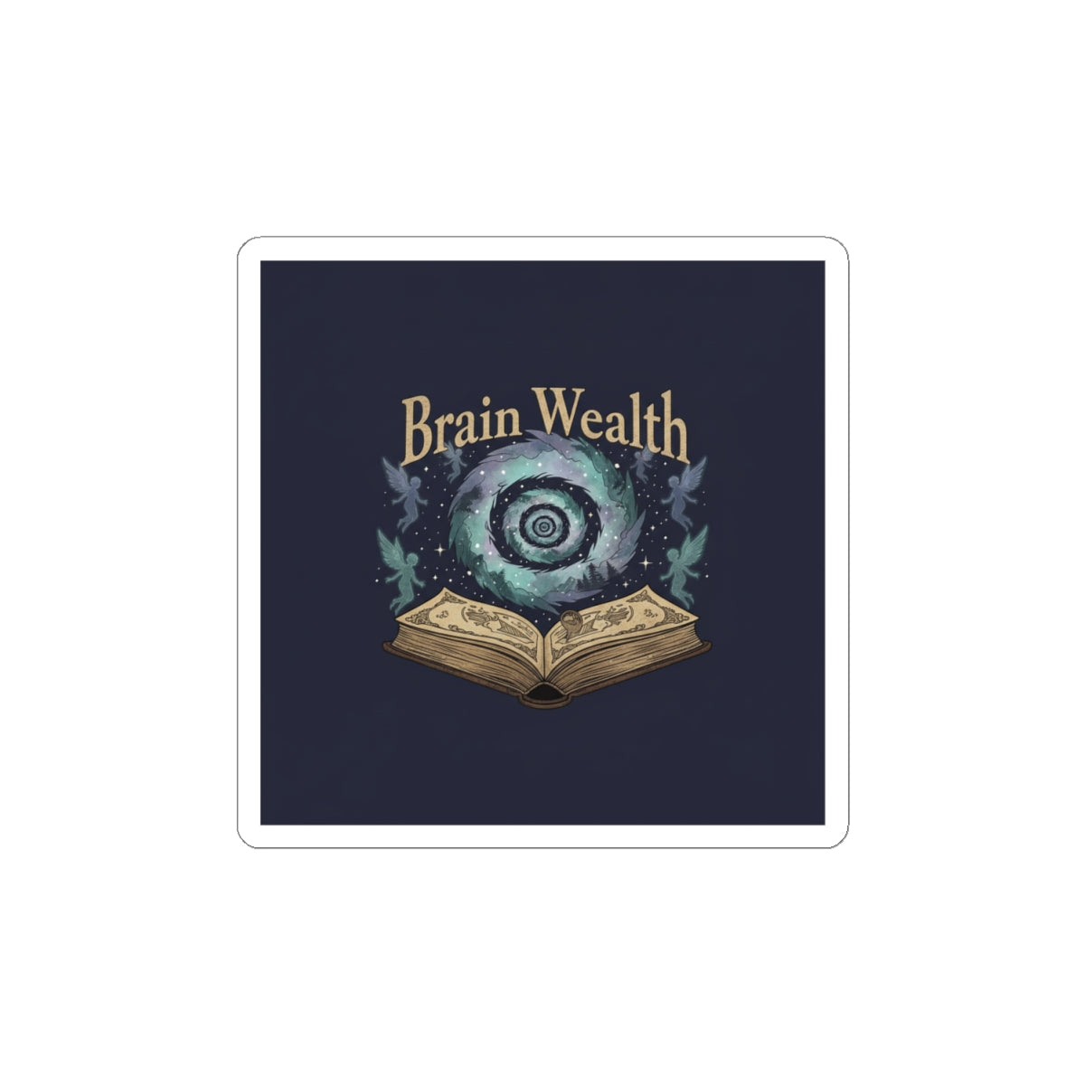 Brain Wealth Sticker | Surreal Academia, Melting Books, Vintage Crest