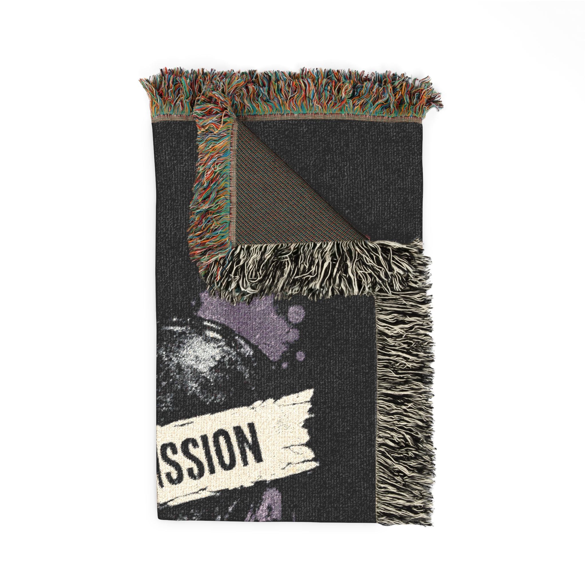 Woven Blanket — 'Live Without Permission' Grunge Throw Blanket