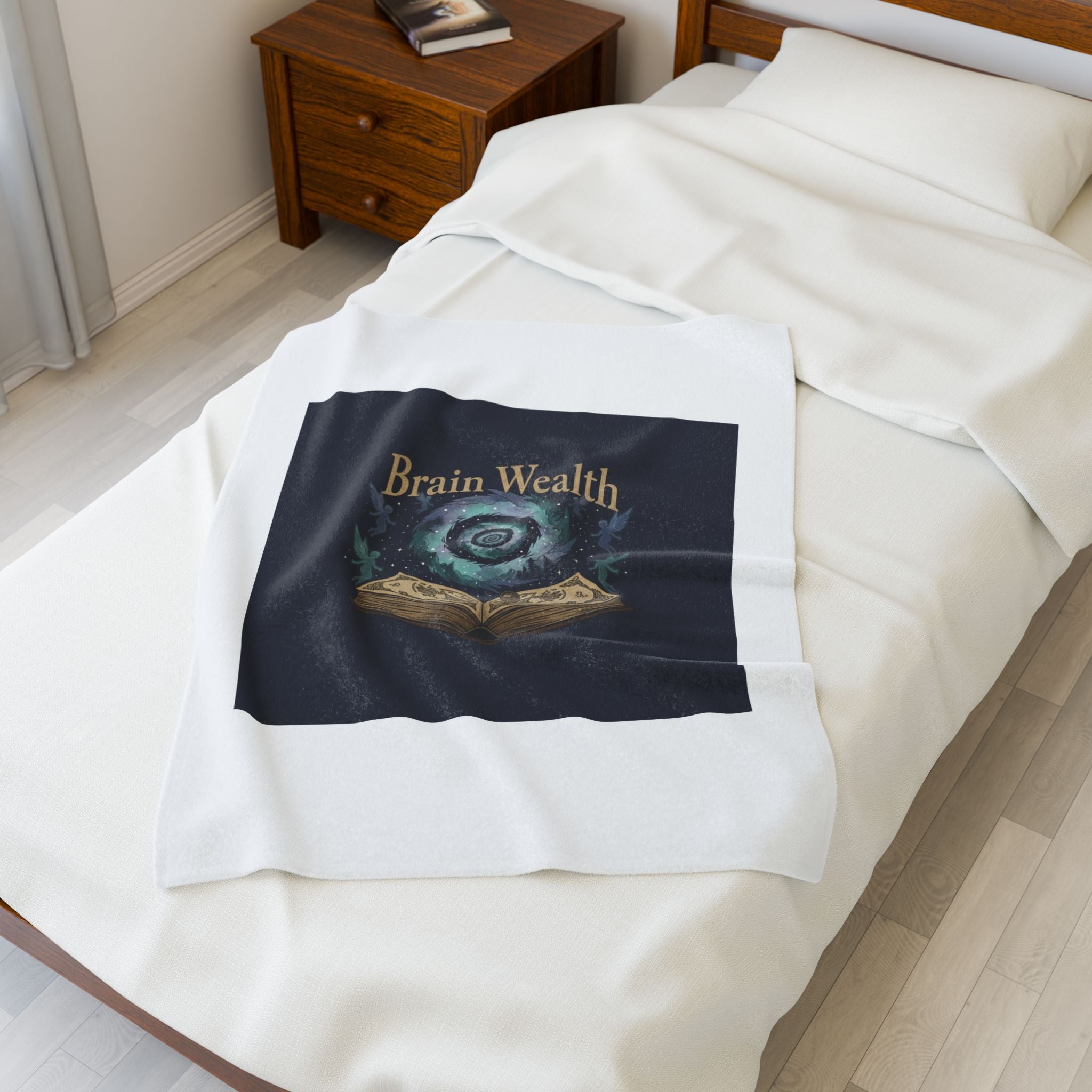 Brain Wealth melting books design Velveteen Plush Blanket | surreal academia